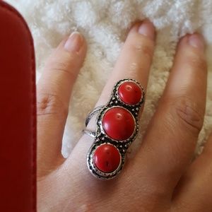 3 stone red ring